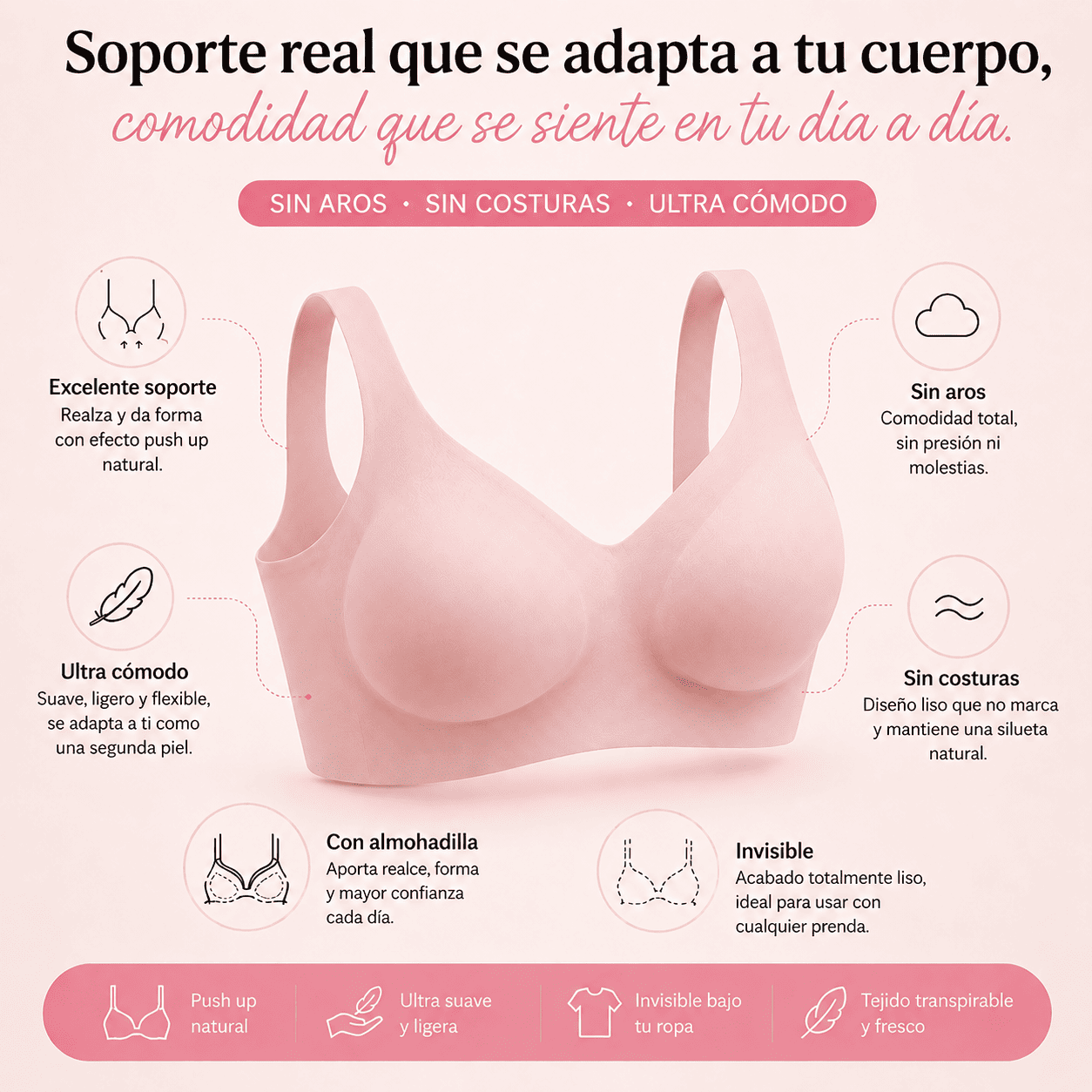3 Sostenes ComfortLift™ Sin Costuras | Soporte real, efecto push up y máxima comodidad
