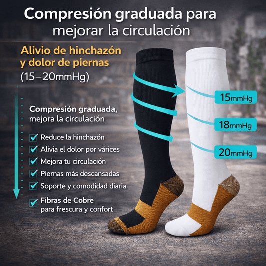 2 pares Neuromedias™ de Compresión con Fibras de Cobre | Alivio y soporte para tus piernas