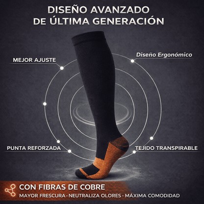 2 pares Neuromedias™ de Compresión con Fibras de Cobre | Alivio y soporte para tus piernas