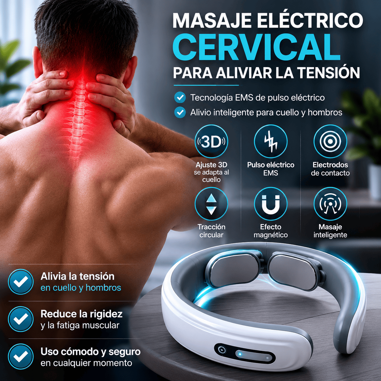 NeuroNeck Pro™ | Sistema Avanzado de Descontracturación Cervical con Tecnología EMS Inteligente