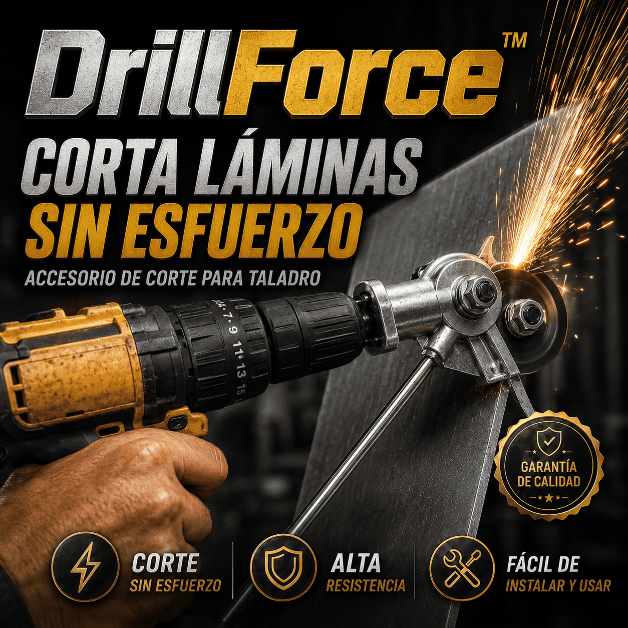 DrillForce™- Convierte tu taladro en una potencia para cortar metales