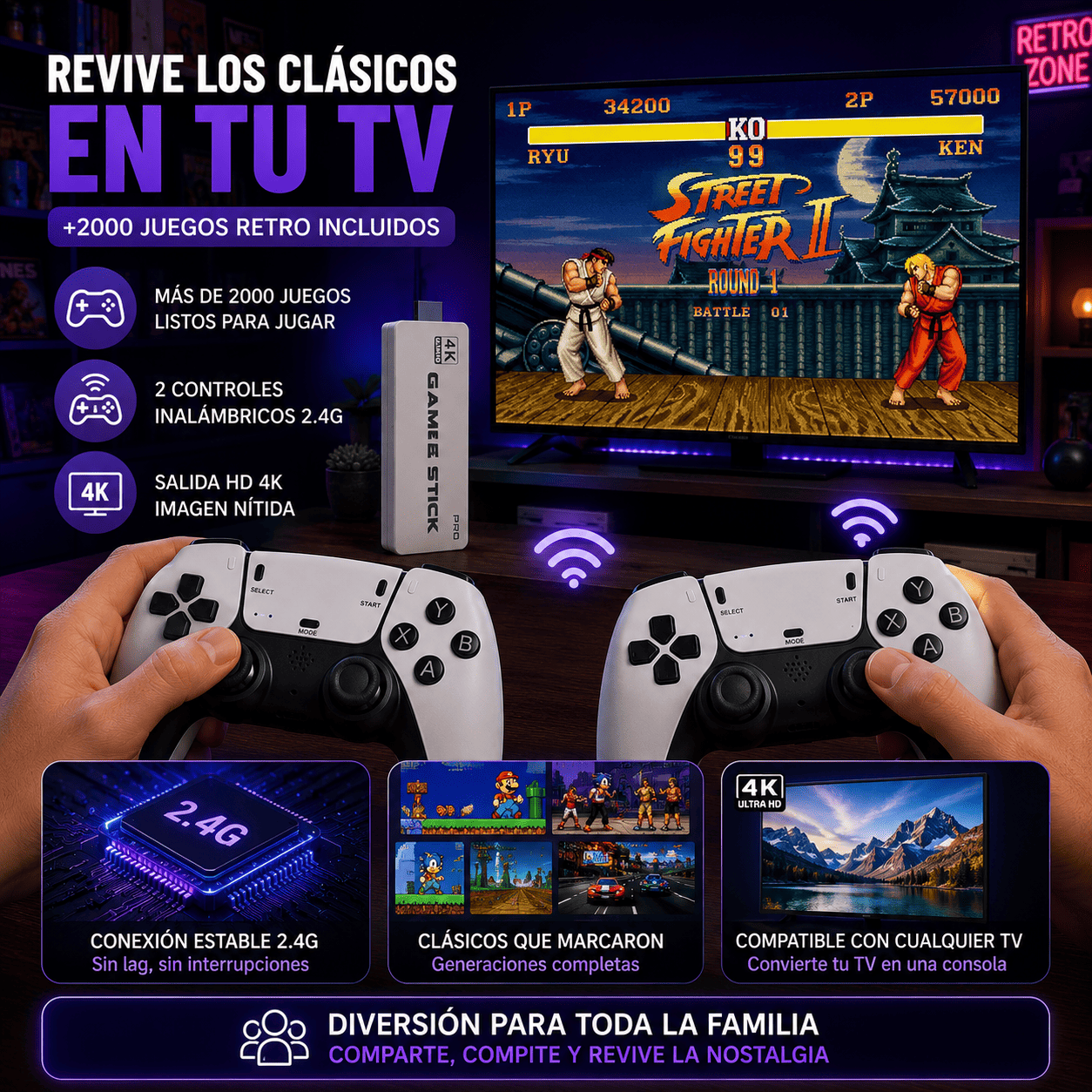 🎮 RetroPlay Stick™ | Convierte tu TV en una consola retro instantánea