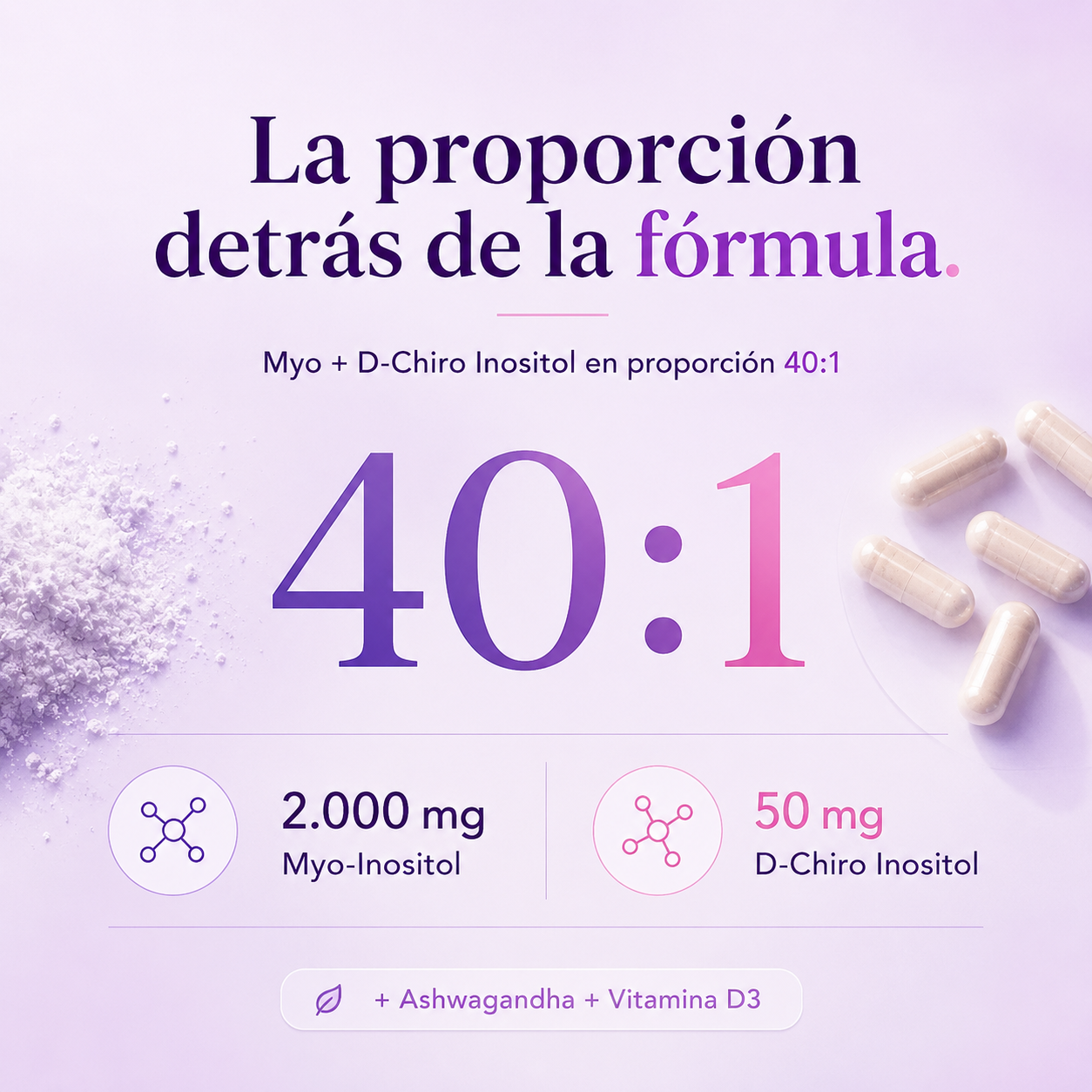 MYO + D-CHIRO INOSITOL 40:1: Fórmula para ciclo, ovulación y bienestar reproductivo