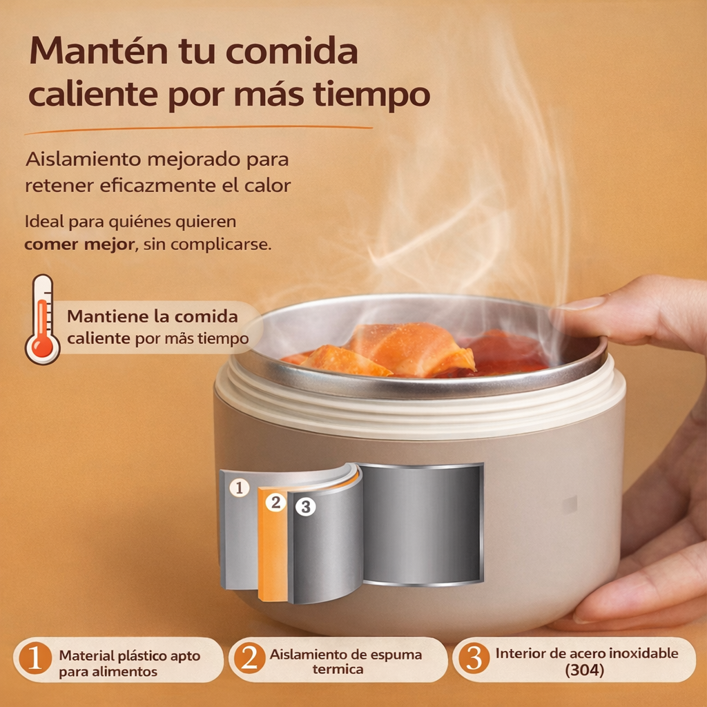 Thermal Lunch Box - Tu comida caliente por más tiempo, sin derrames y lista para tu día.