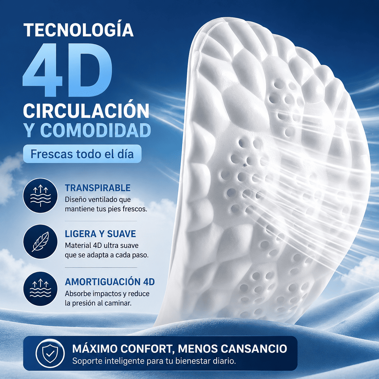 2 Pares Plantillas Ortopédicas OrthoFlex™ | Menos dolor. Más soporte. Más comodidad.