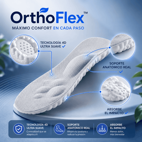 2 Pares Plantillas Ortopédicas OrthoFlex™ | Menos dolor. Más soporte. Más comodidad.