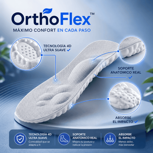 2 Pares Plantillas Ortopédicas OrthoFlex™ | Menos dolor. Más soporte. Más comodidad.