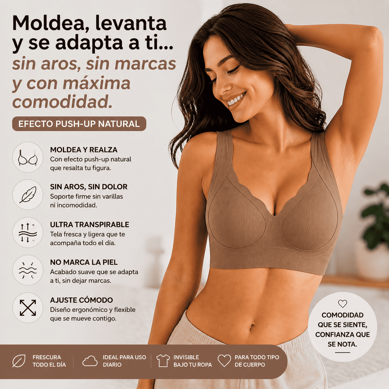 3 Unidades Sostén Premium sin Aros | Moldea y Levanta con Comodidad todo el día