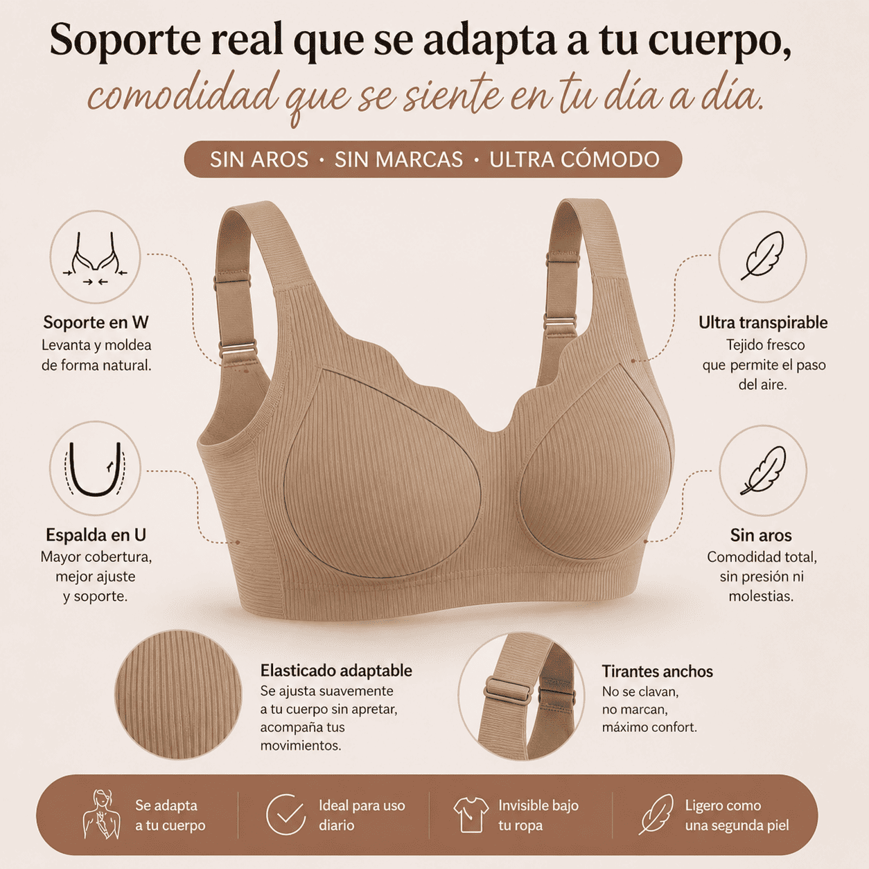 3 Unidades Sostén Premium sin Aros | Moldea y Levanta con Comodidad todo el día