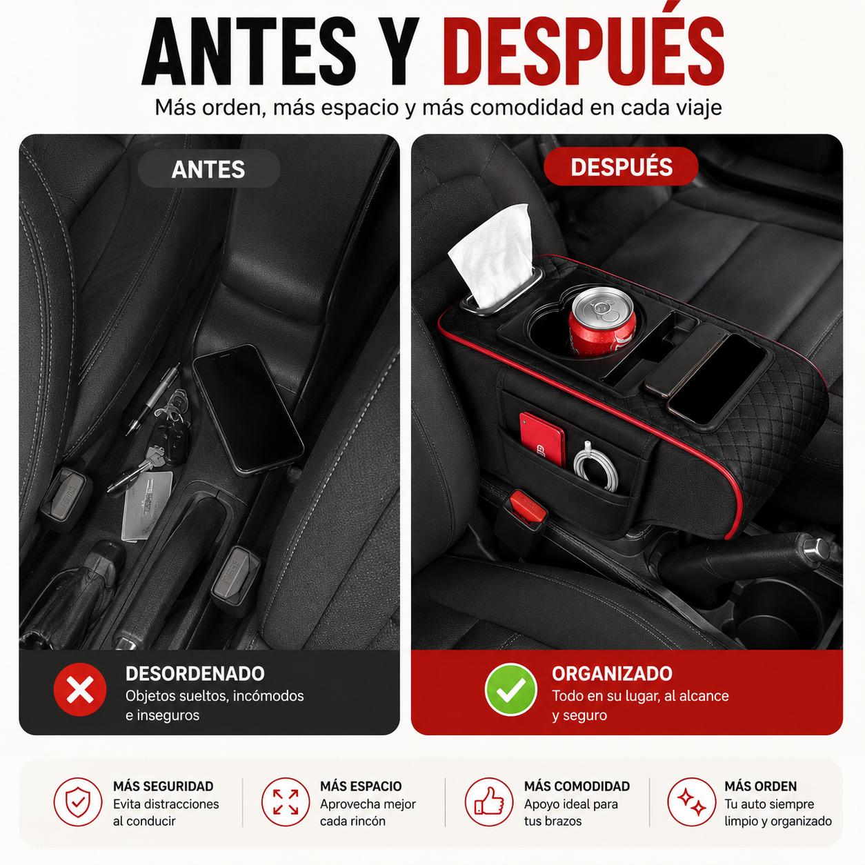 DriveRest™ | Apoyabrazos Organizador Premium 3 en 1