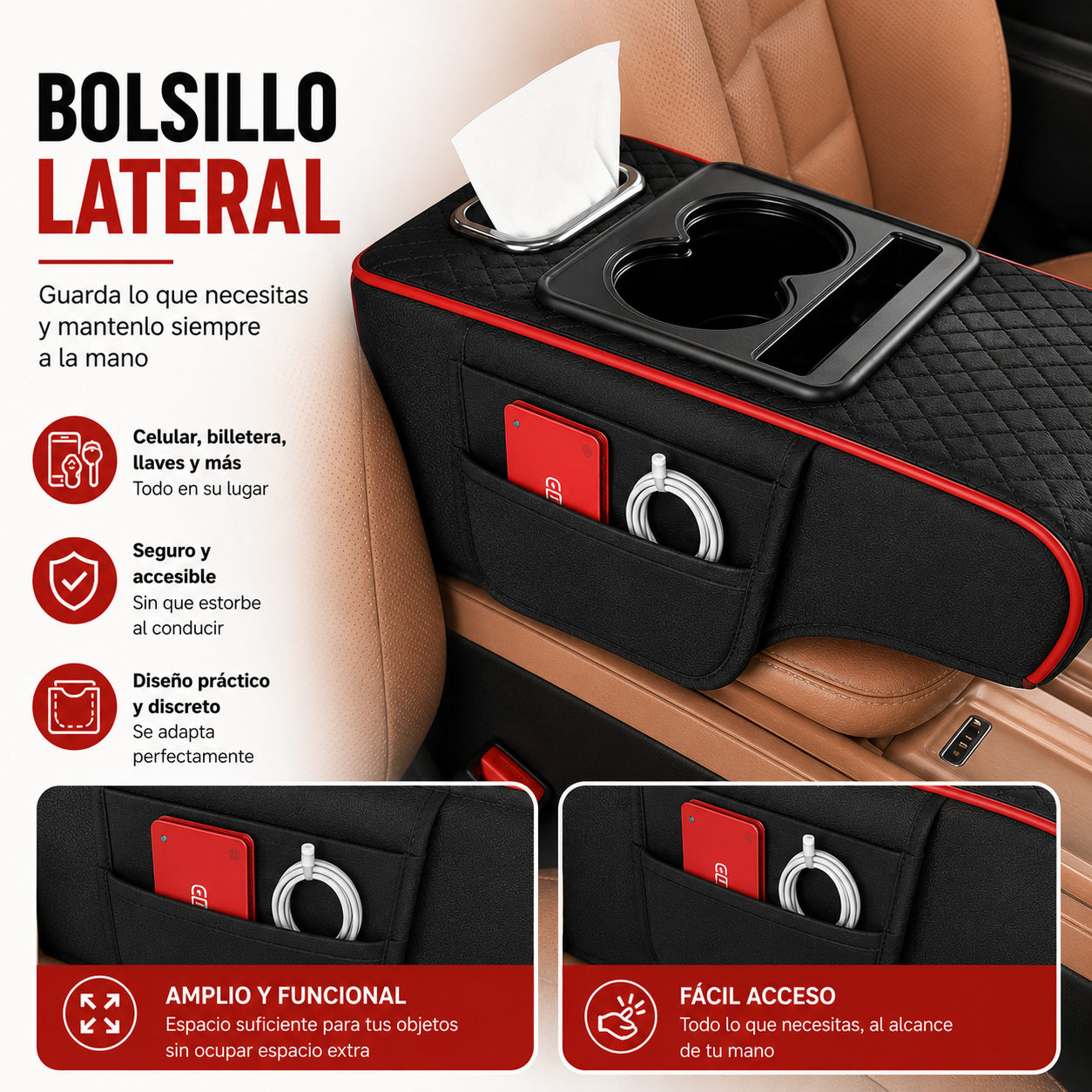 DriveRest™ | Apoyabrazos Organizador Premium 3 en 1