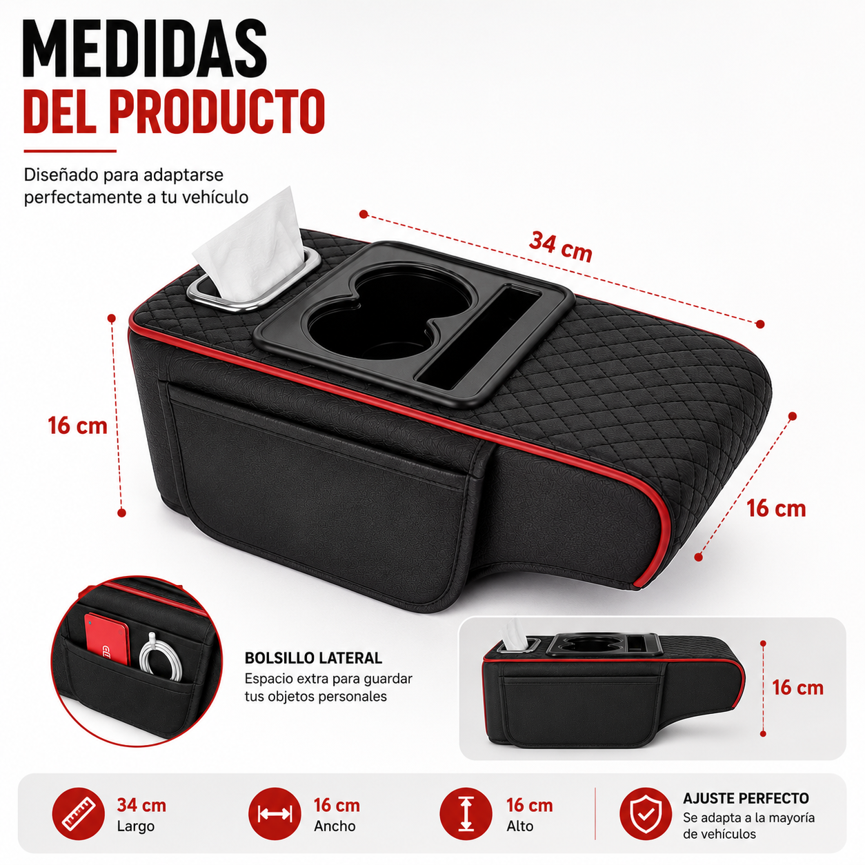 DriveRest™ | Apoyabrazos Organizador Premium 3 en 1