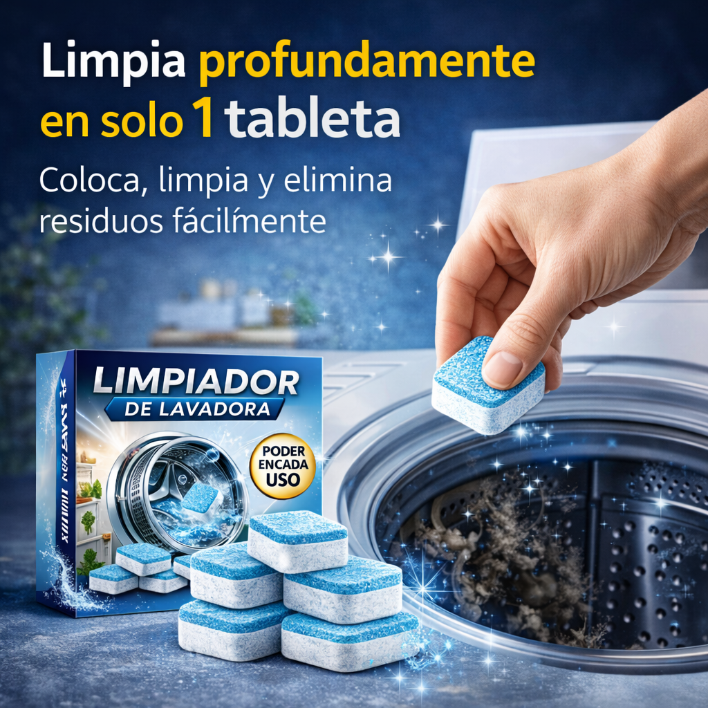 Pastillas de Limpieza Profunda Para Lavadoras - Elimina olores, residuos y suciedad oculta.