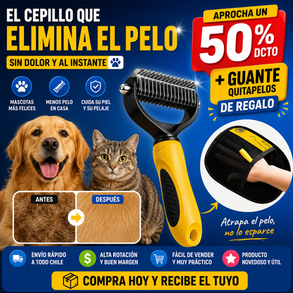 NudoFree™ | Cepillo Cortanudos 2 en 1 + Guante Quitapelos GRATIS