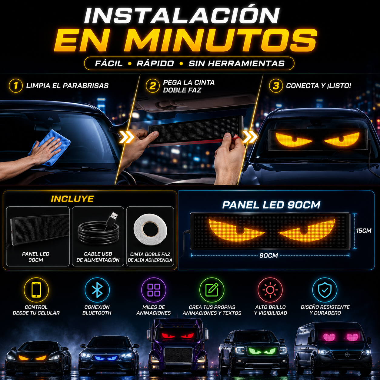 Pantalla Panel LED Multifuncional Para Camión Y Auto