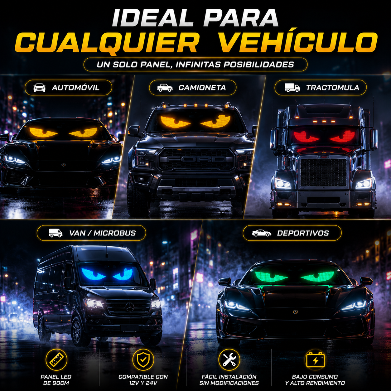 Pantalla Panel LED Multifuncional Para Camión Y Auto