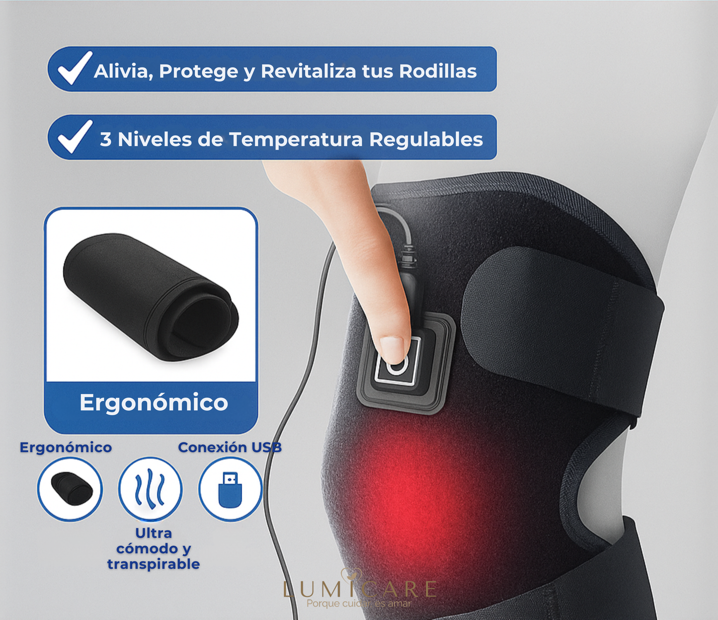 LumiThermo Pro™ – Rodillera Térmica Terapéutica Inteligente